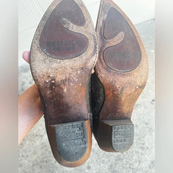 Corral Distressed Black Embroidered Heeled Boots - Picture 12 of 16